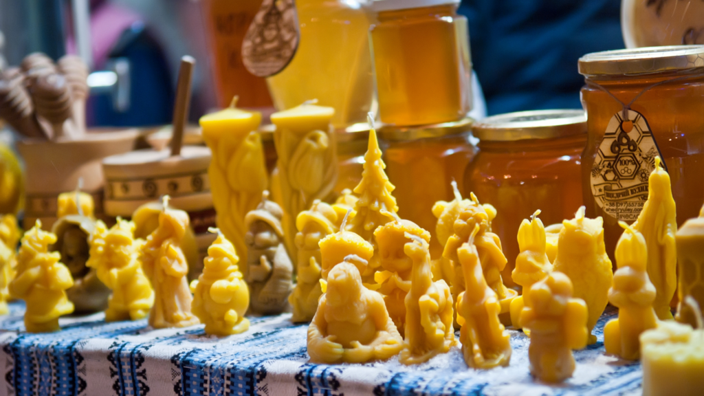 Moulded beeswax candles